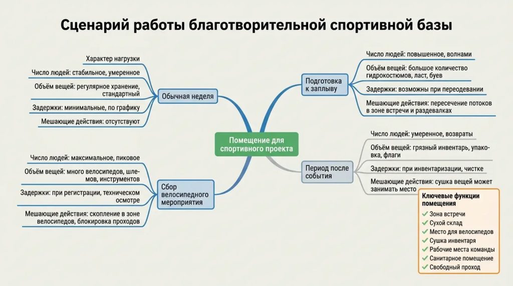 Сценарий работы благотворительной спортивной базы